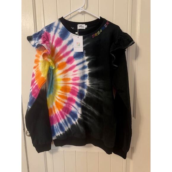 NWT Lola + The Boys Women’s Rainbow Tie Dye Ruffle Co-ord Set Large - Picture 6 of 8